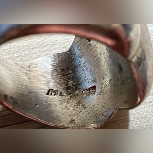 Vintage Heavy Handmade Designer Sterling Silver Modernist Scalloped Ring, Size 5 - Picture 7 of 11